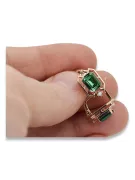 Or rose 14 carats vintage d'origine Émeraude Des boucles d'oreilles Bijoux vintage vec020r